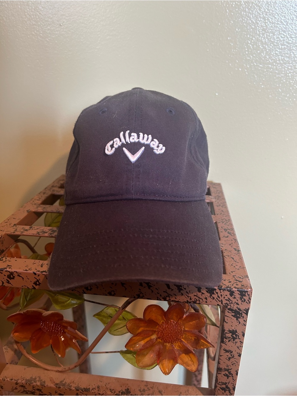 Callaway Golf Hat Cap Black Heritage Twill Cotton Adjustable Metal Buckle Strap